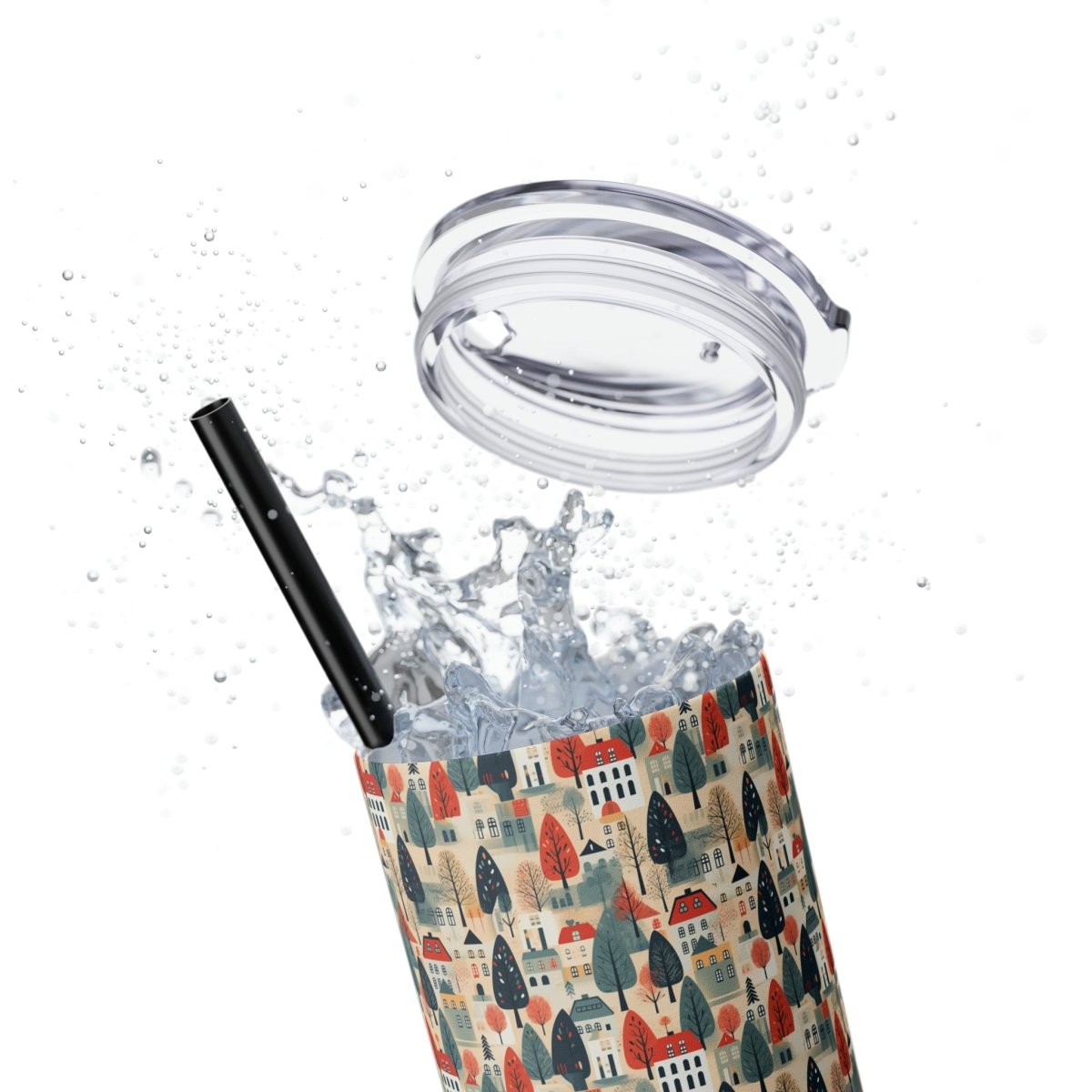 Neighborhood Full of Houses Minimalist Style Skinny Tumbler with Straw - Mug | ShirtyAgents