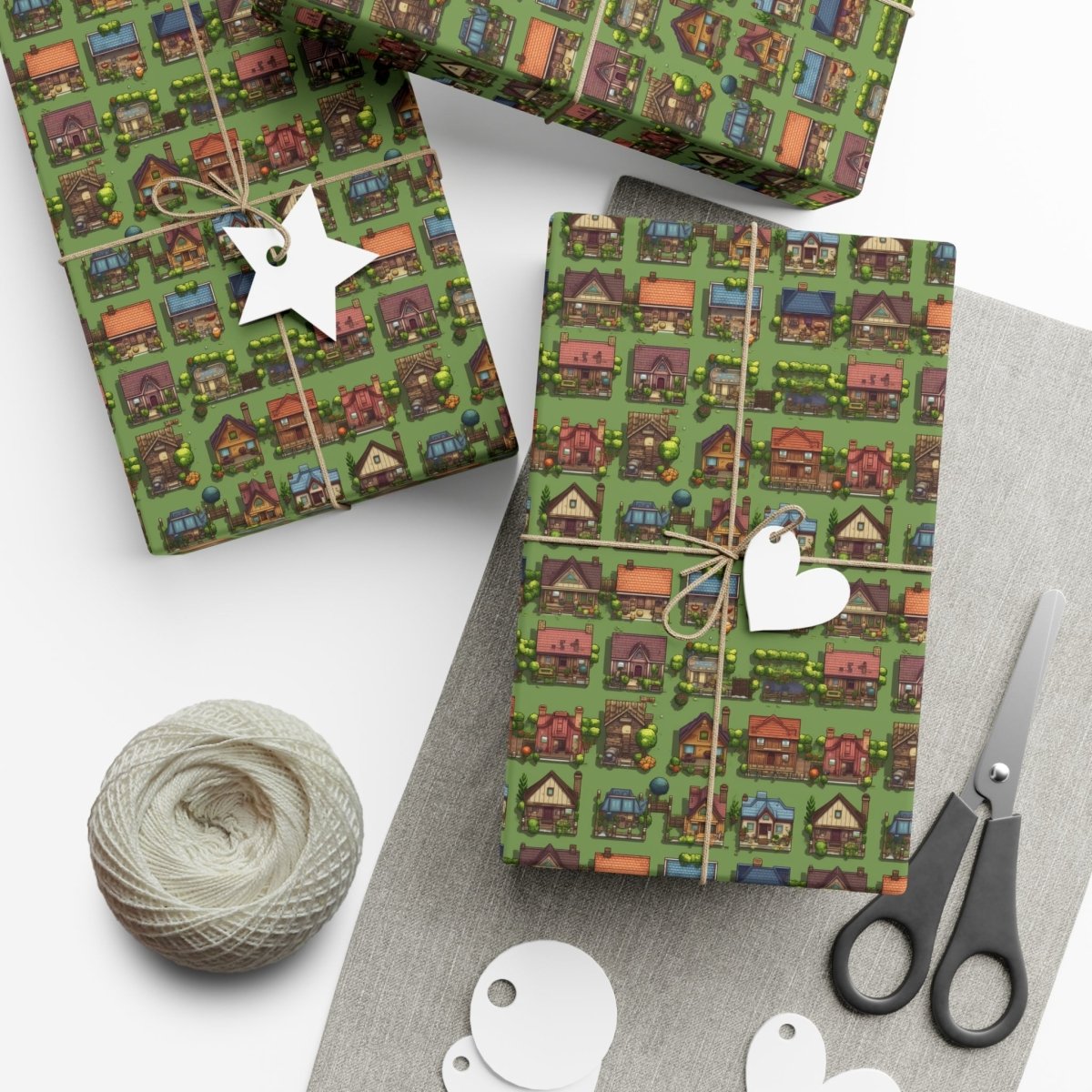Pixelated Neighborhood Gift Wrap - Home Decor | ShirtyAgents