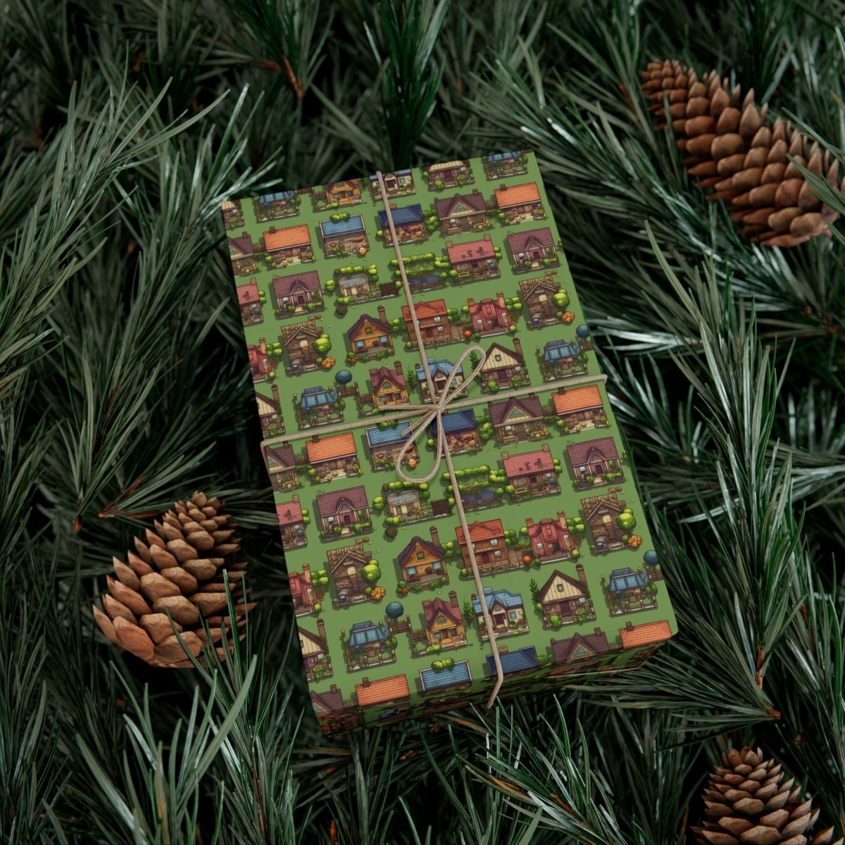 Pixelated Neighborhood Gift Wrap - Home Decor | ShirtyAgents