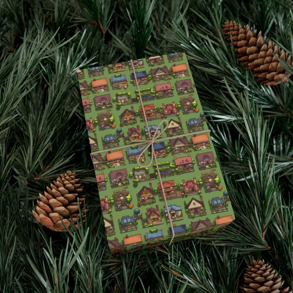 Pixelated Neighborhood Gift Wrap - Home Decor | ShirtyAgents