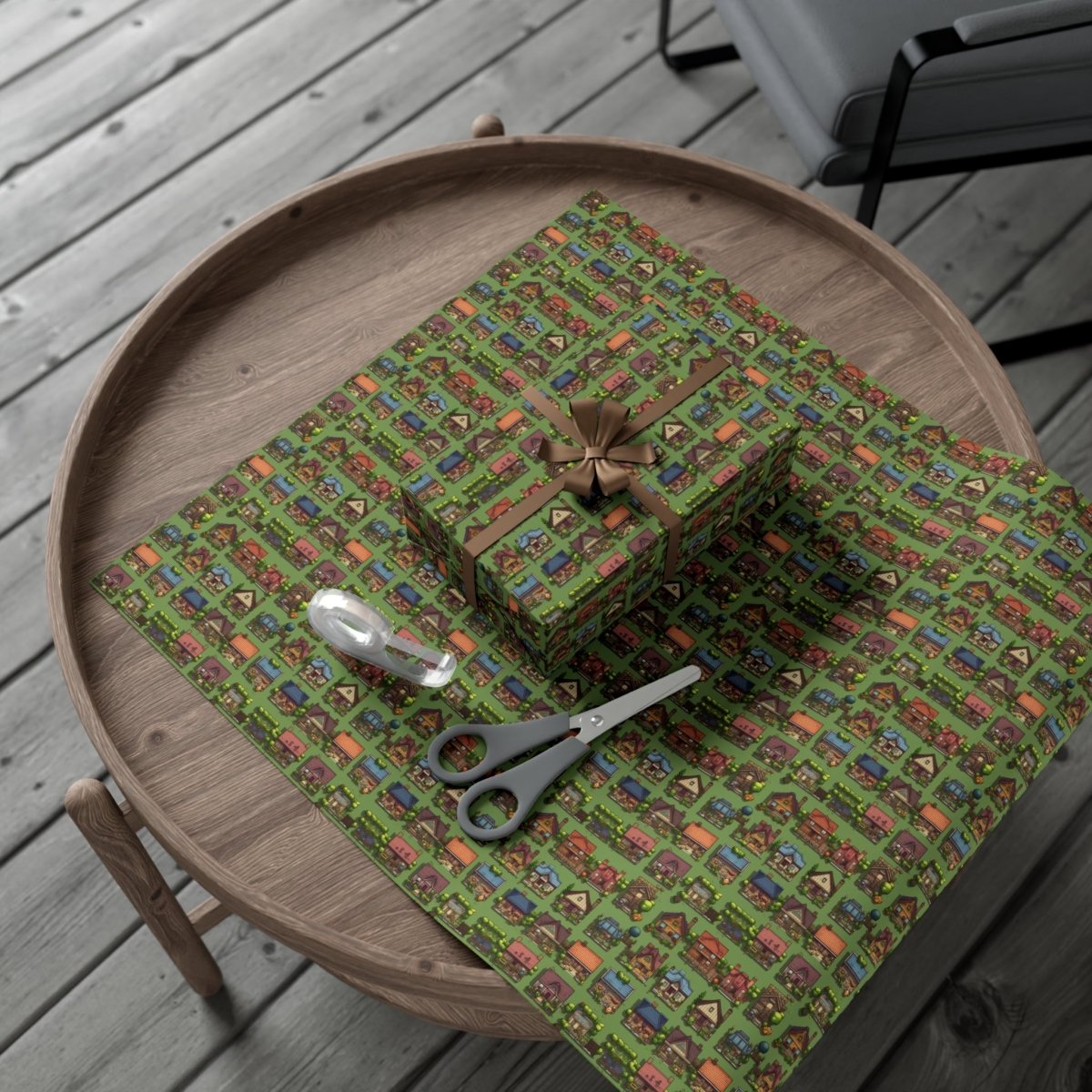 Pixelated Neighborhood Gift Wrap - Home Decor | ShirtyAgents