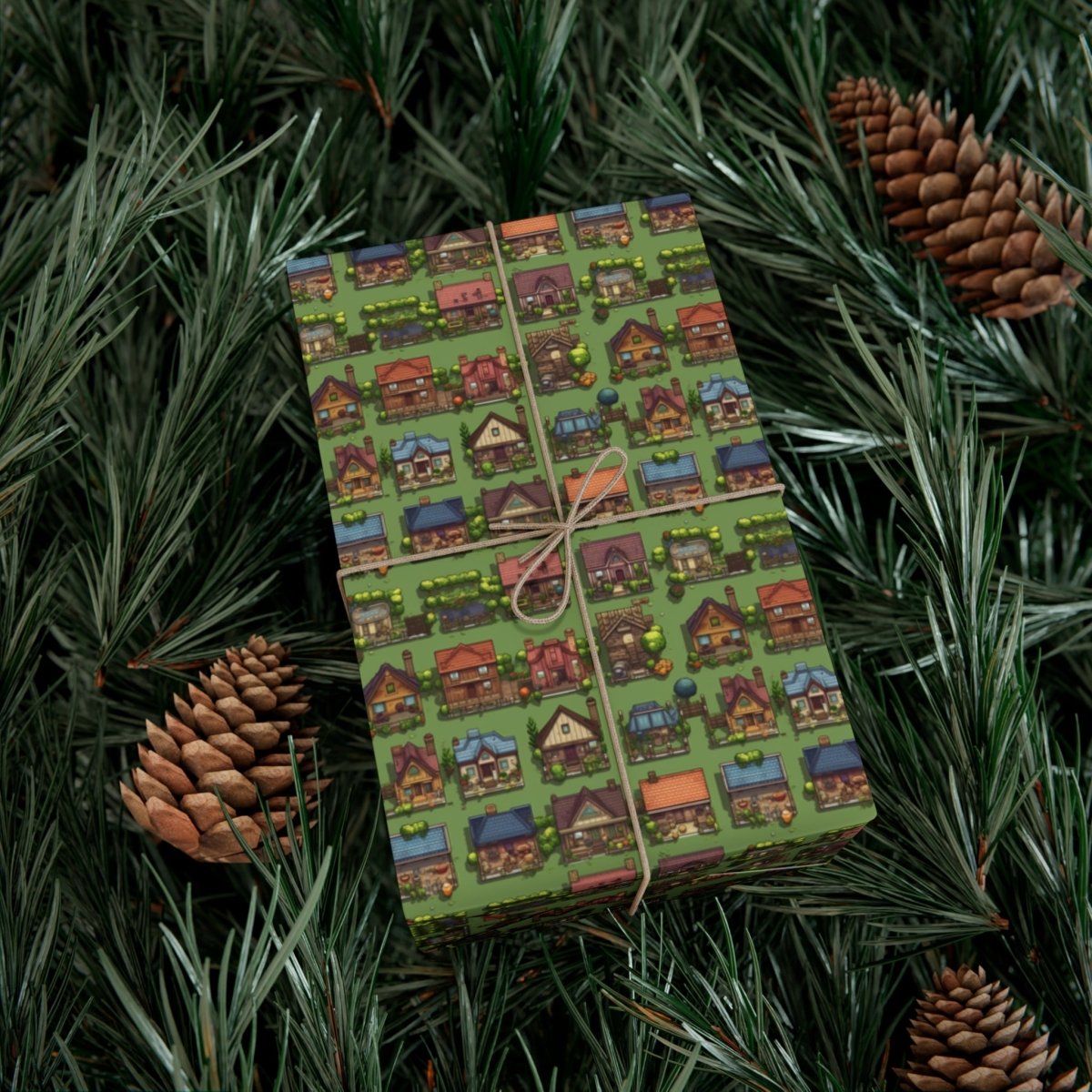 Pixelated Neighborhood Gift Wrap - Home Decor | ShirtyAgents