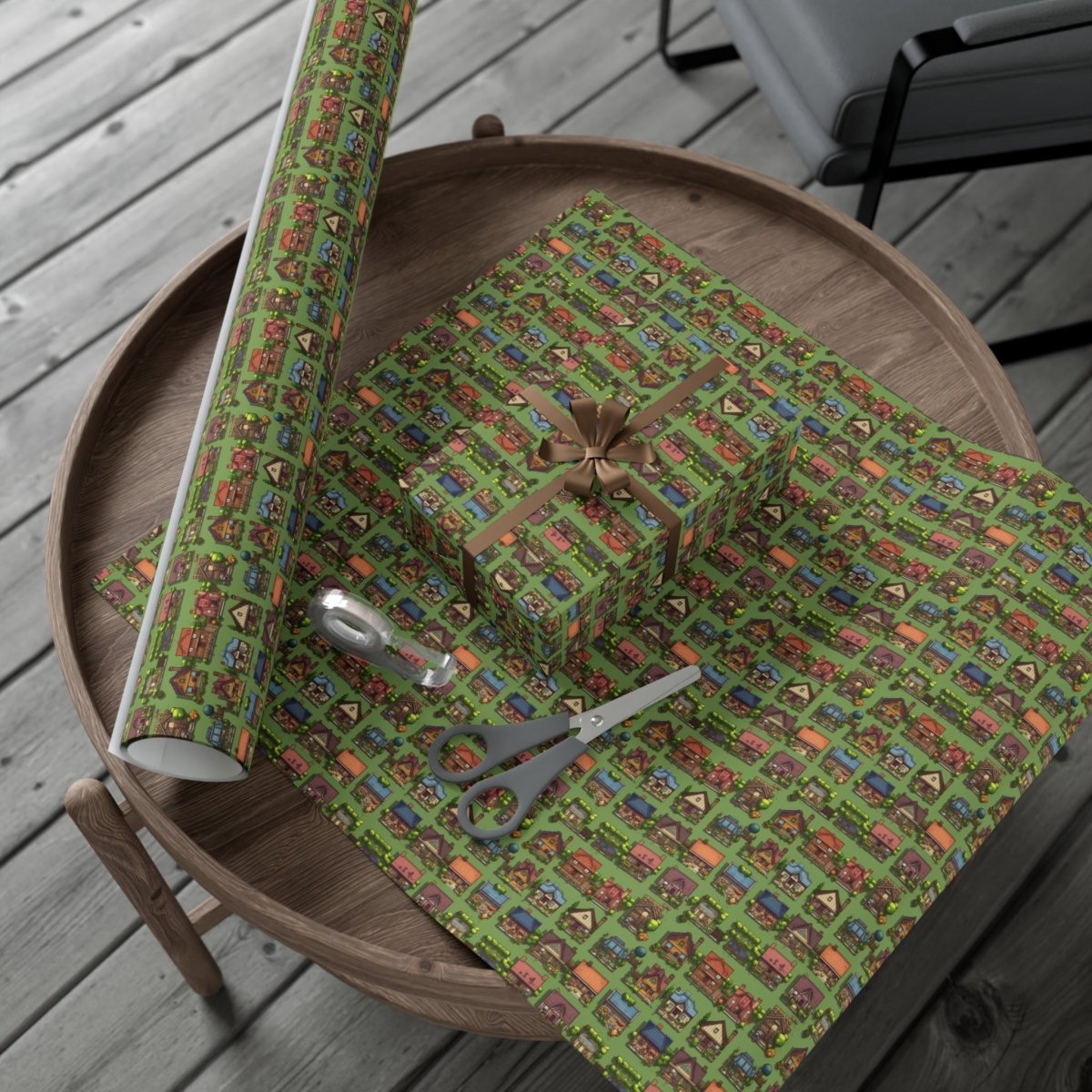 Pixelated Neighborhood Gift Wrap - Home Decor | ShirtyAgents