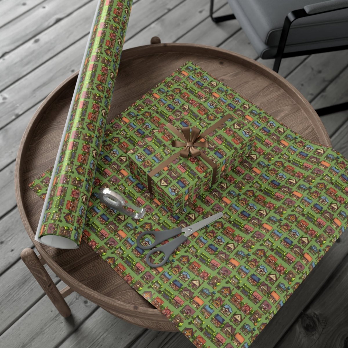 Pixelated Neighborhood Gift Wrap - Home Decor | ShirtyAgents