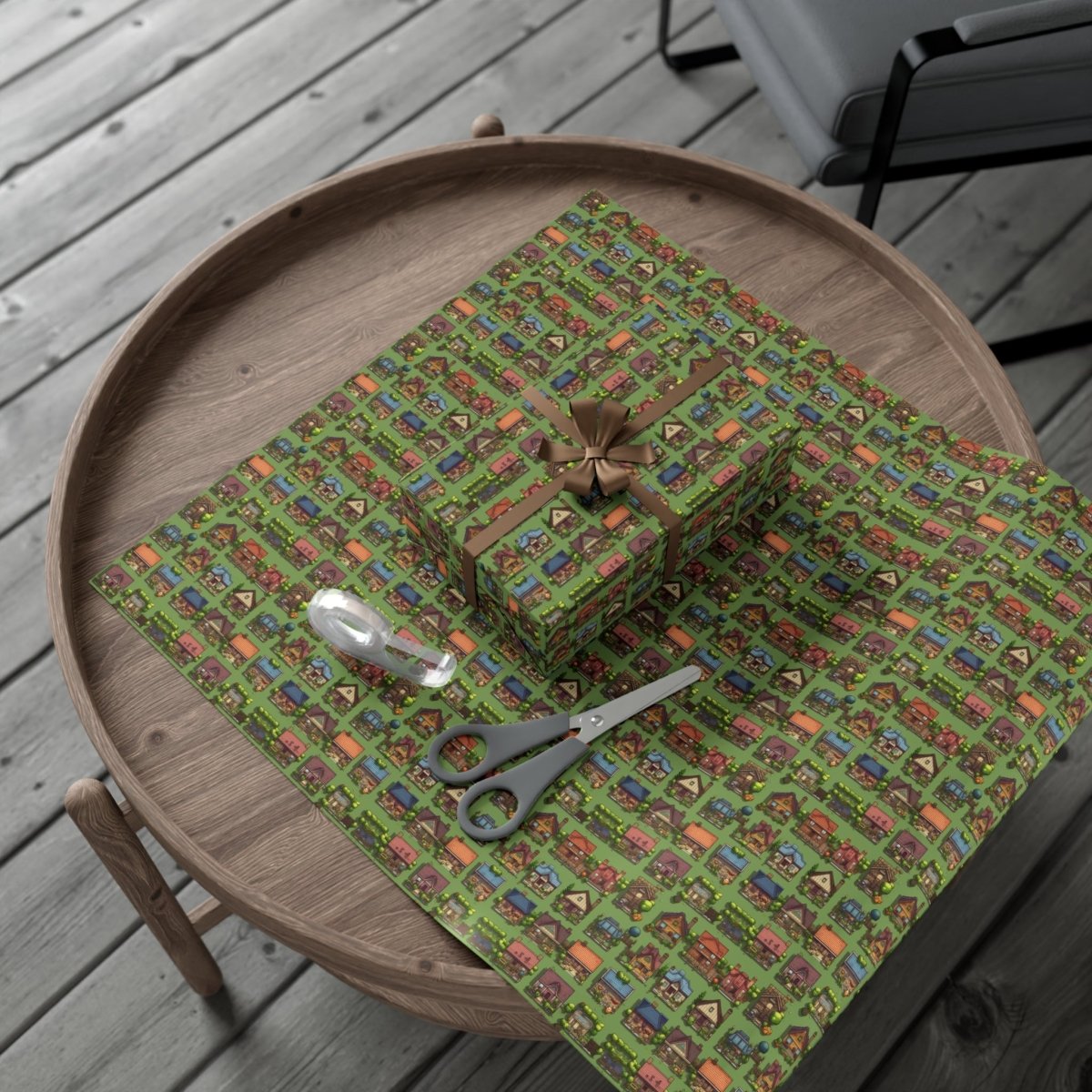 Pixelated Neighborhood Gift Wrap - Home Decor | ShirtyAgents