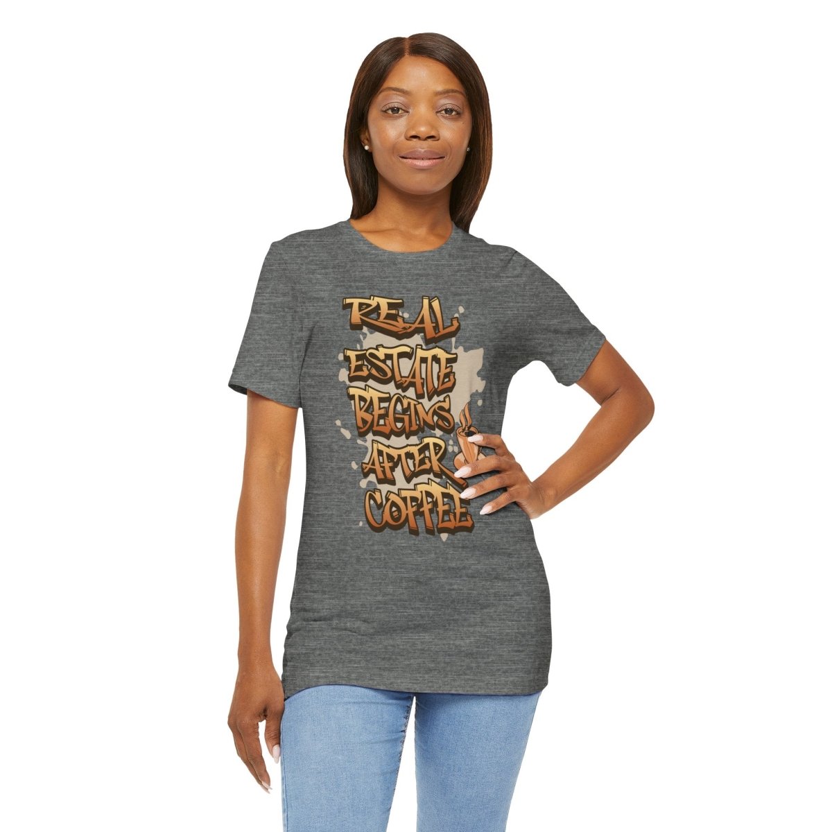 Real Estate Begins After Coffee - Unisex Jersey Tee - T-Shirt | ShirtyAgents