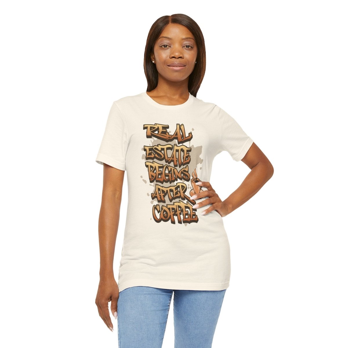 Real Estate Begins After Coffee - Unisex Jersey Tee - T-Shirt | ShirtyAgents