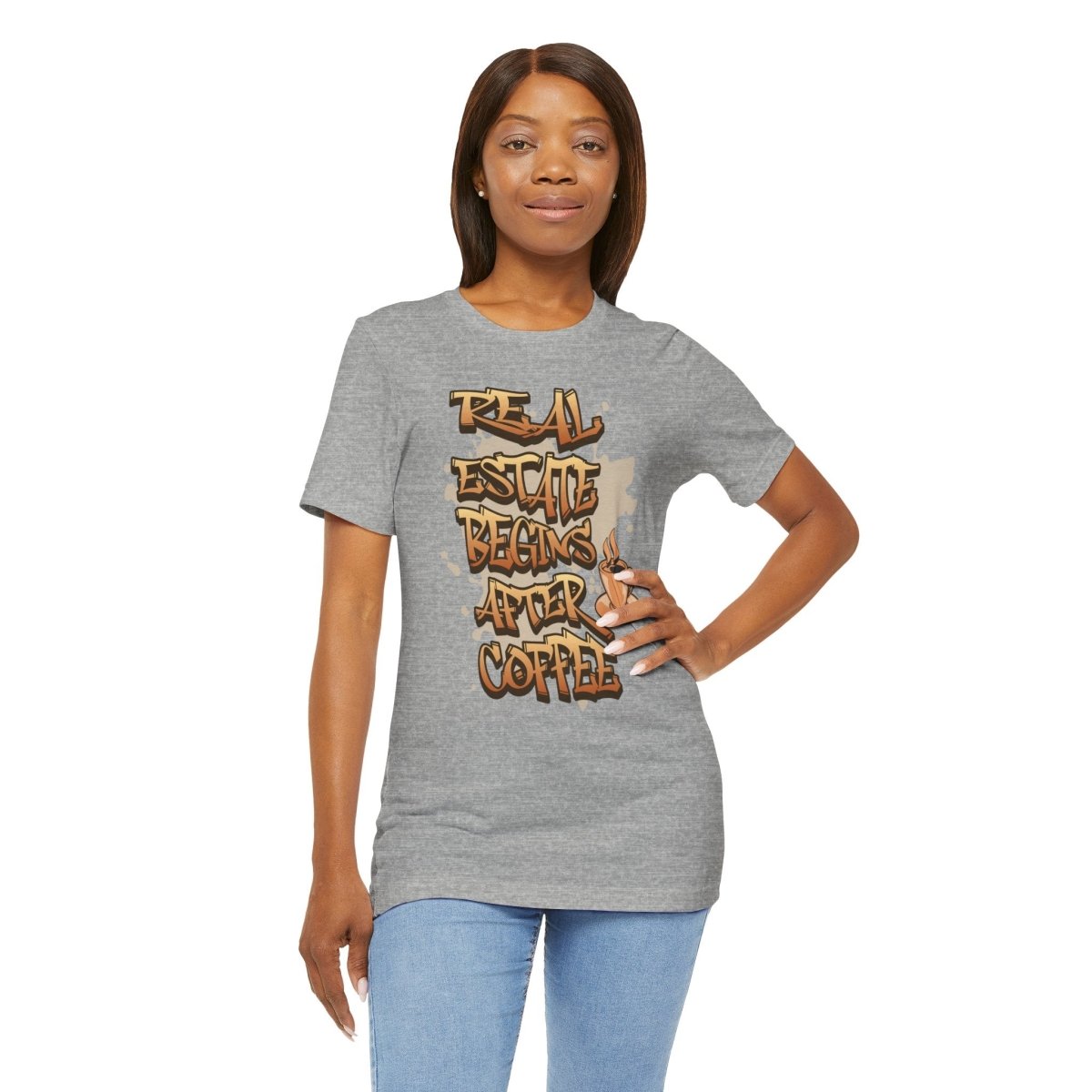 Real Estate Begins After Coffee - Unisex Jersey Tee - T-Shirt | ShirtyAgents