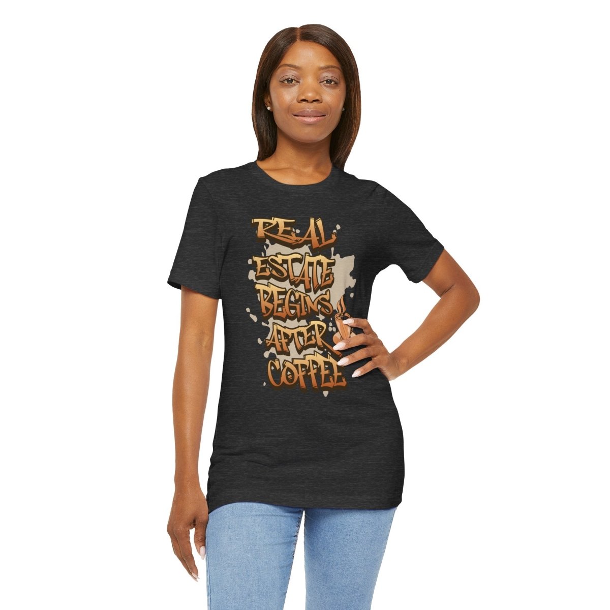Real Estate Begins After Coffee - Unisex Jersey Tee - T-Shirt | ShirtyAgents