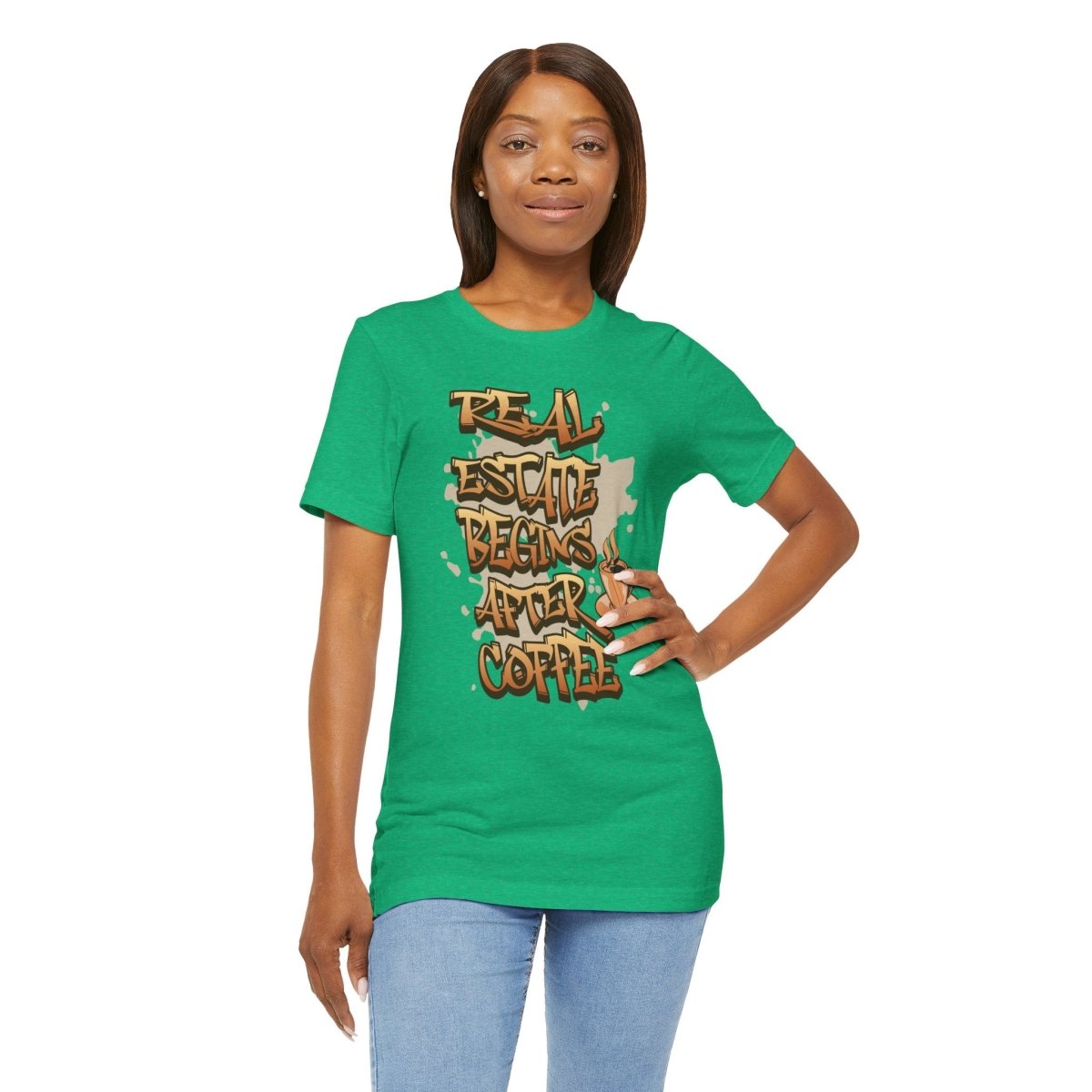 Real Estate Begins After Coffee - Unisex Jersey Tee - T-Shirt | ShirtyAgents