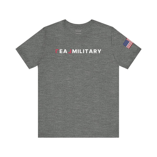 REAL Military Contrast Logo Text & Flag - T-Shirt | ShirtyAgents