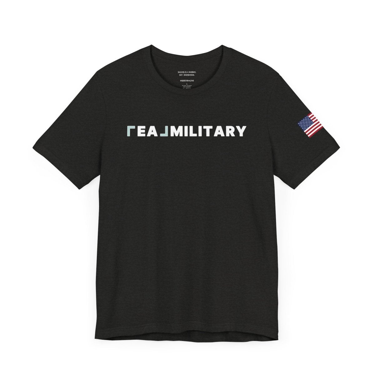 REAL Military Contrast Logo Text & Flag - T-Shirt | ShirtyAgents