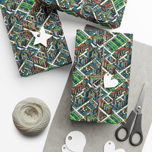 Sporty Neighborhood Houses Gift Wrap - Home Decor | ShirtyAgents