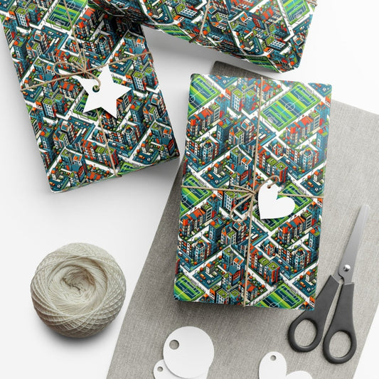 Sporty Neighborhood Houses Gift Wrap - Home Decor | ShirtyAgents