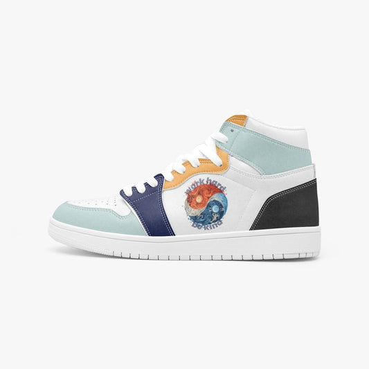 🏡 Step Up Your Game with "Work Hard, Be Kind" High Top Sneakers! 👟✨ - Sneakers | ShirtyAgents
