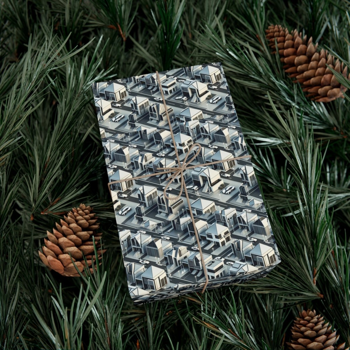 Tesla Cyber Style Neighborhood Gift Wrap - Home Decor | ShirtyAgents
