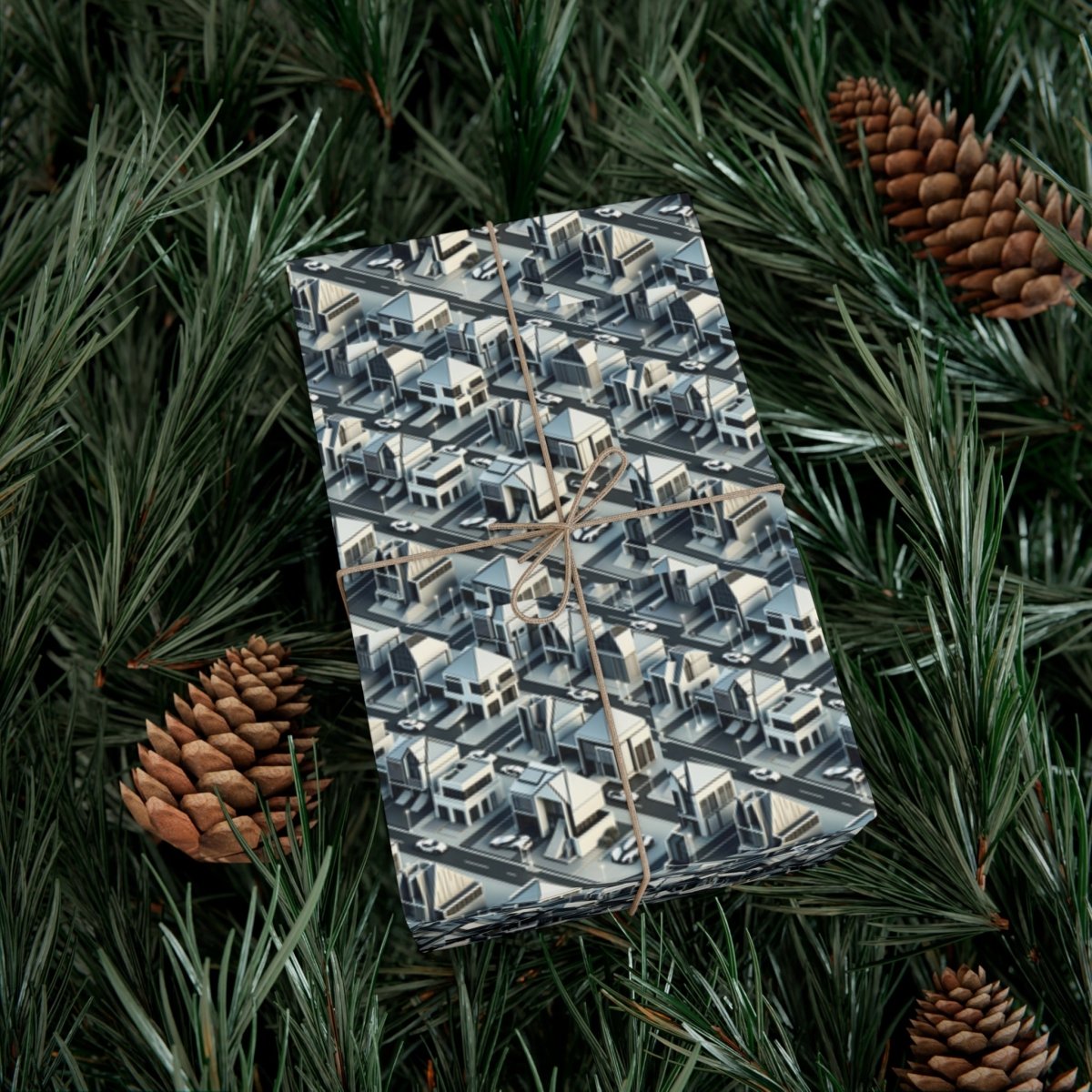 Tesla Cyber Style Neighborhood Gift Wrap - Home Decor | ShirtyAgents