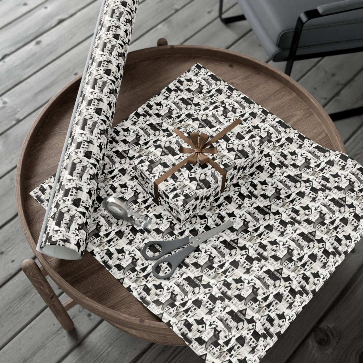 White Charcoal Neighborhood Gift Wrap - Home Decor | ShirtyAgents