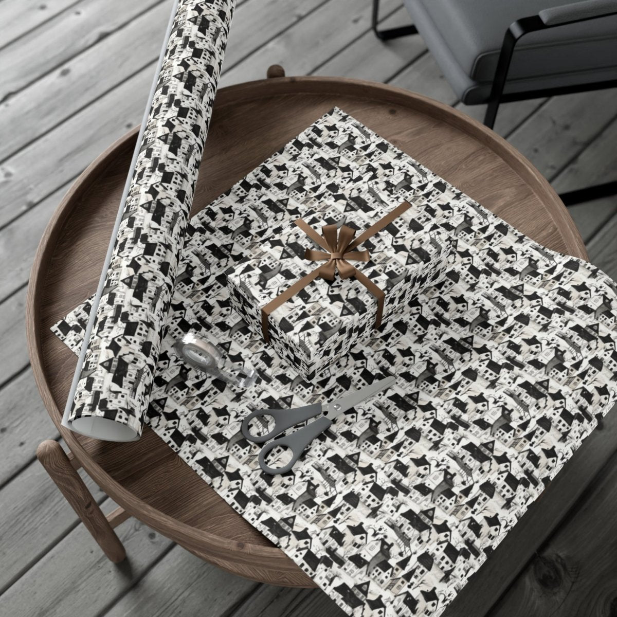 White Charcoal Neighborhood Gift Wrap - Home Decor | ShirtyAgents
