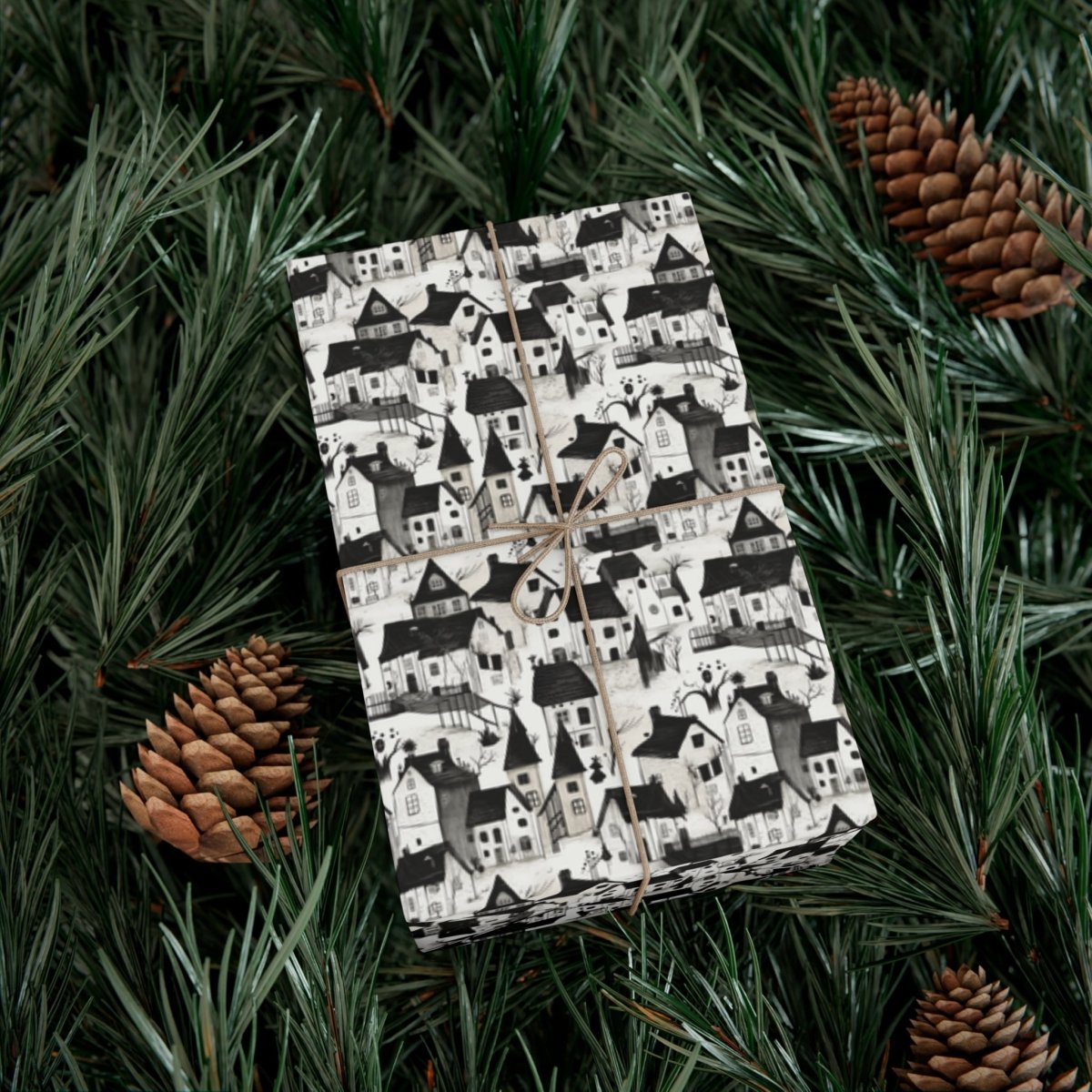 White Charcoal Neighborhood Gift Wrap - Home Decor | ShirtyAgents