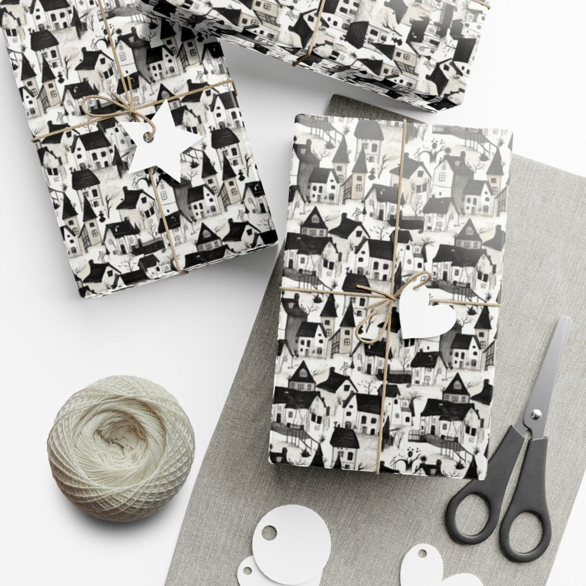 White Charcoal Neighborhood Gift Wrap - Home Decor | ShirtyAgents