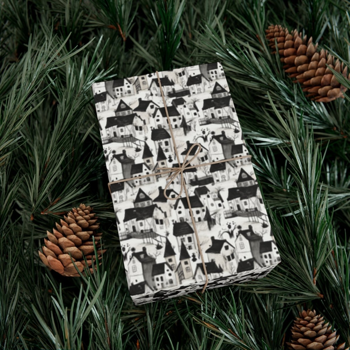 White Charcoal Neighborhood Gift Wrap - Home Decor | ShirtyAgents