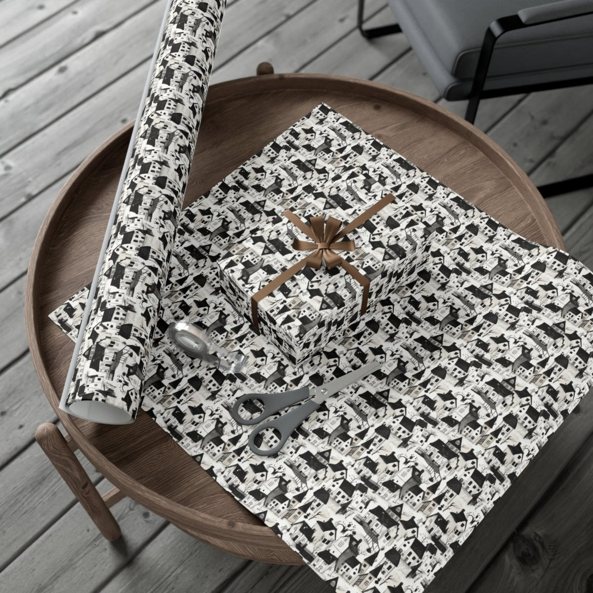 White Charcoal Neighborhood Gift Wrap - Home Decor | ShirtyAgents