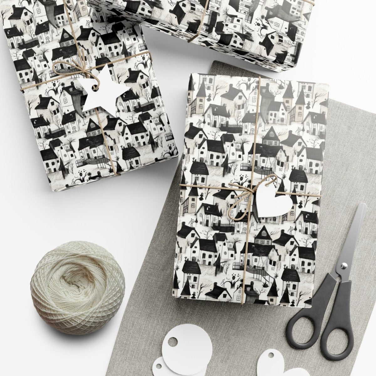 White Charcoal Neighborhood Gift Wrap - Home Decor | ShirtyAgents
