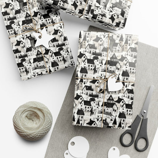 White Charcoal Neighborhood Gift Wrap - Home Decor | ShirtyAgents