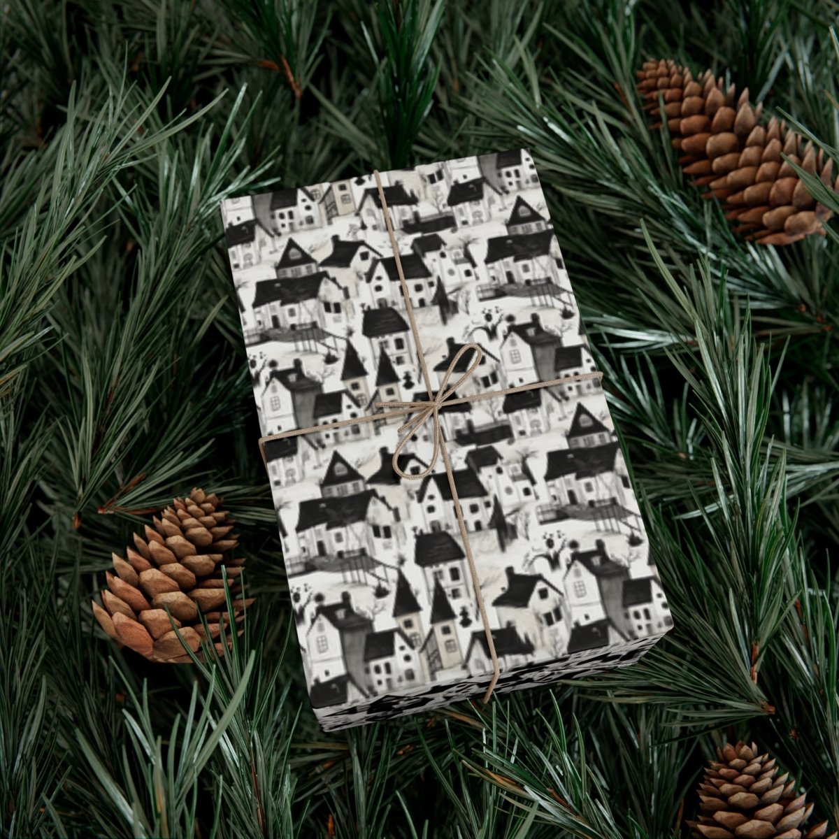 White Charcoal Neighborhood Gift Wrap - Home Decor | ShirtyAgents
