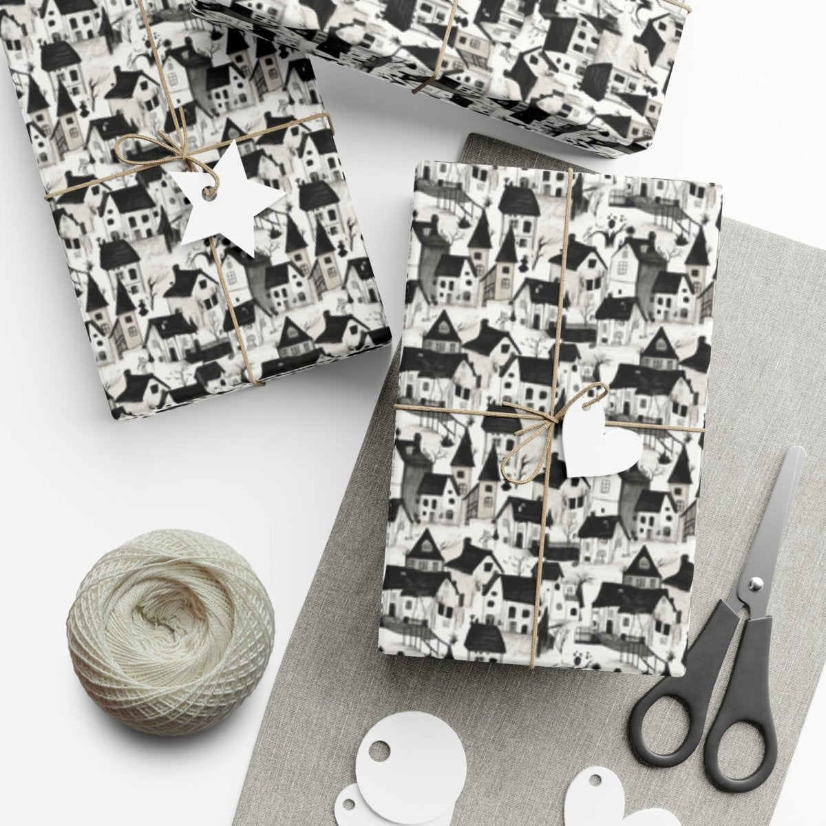White Charcoal Neighborhood Gift Wrap - Home Decor | ShirtyAgents