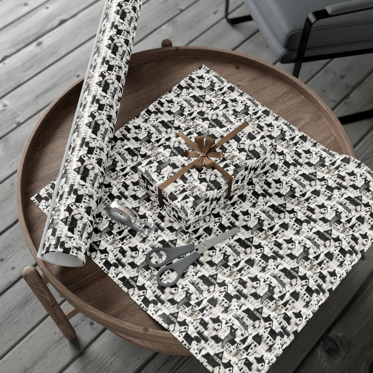White Charcoal Neighborhood Gift Wrap - Home Decor | ShirtyAgents
