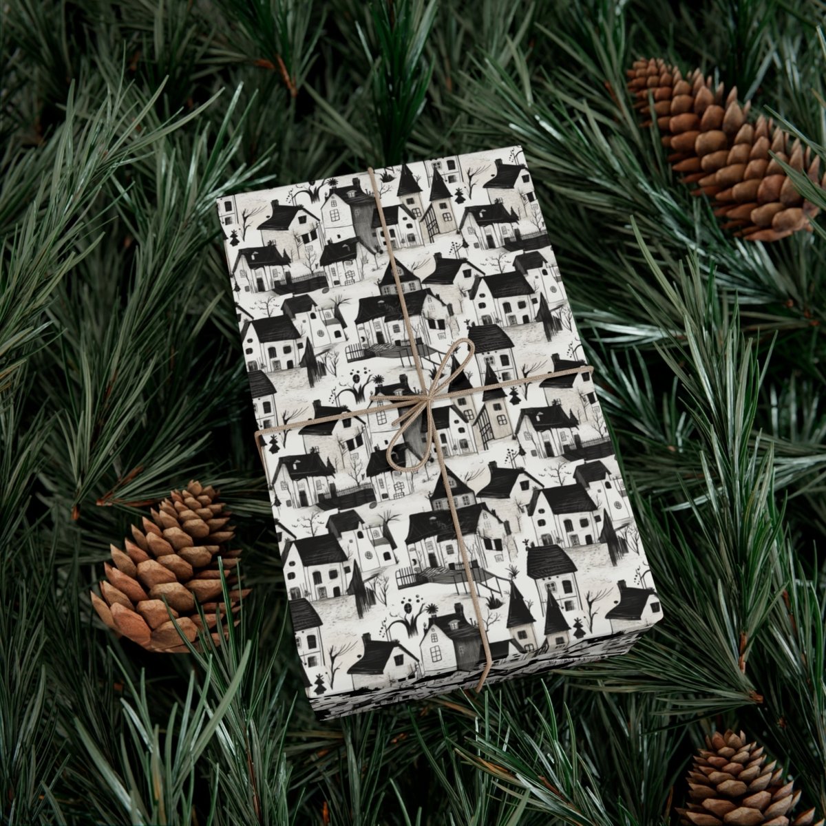White Charcoal Neighborhood Gift Wrap - Home Decor | ShirtyAgents