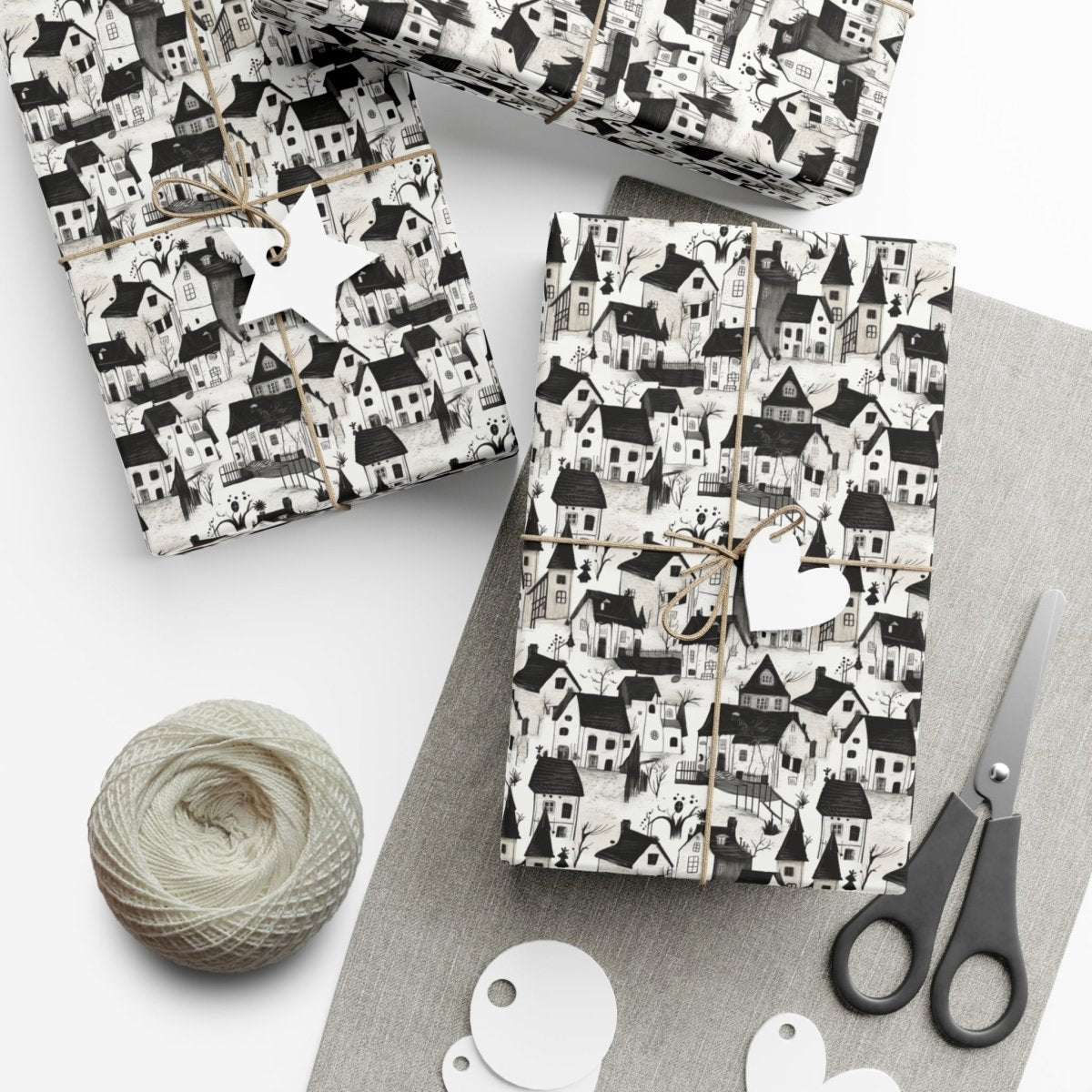 White Charcoal Neighborhood Gift Wrap - Home Decor | ShirtyAgents
