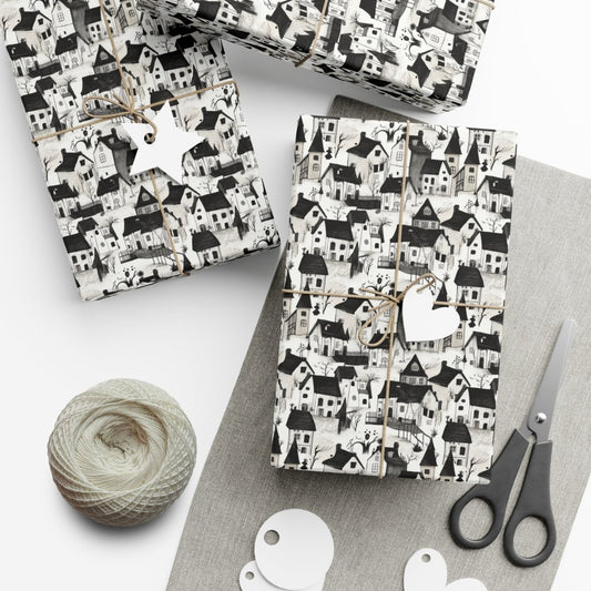 White Charcoal Neighborhood Gift Wrap - Home Decor | ShirtyAgents