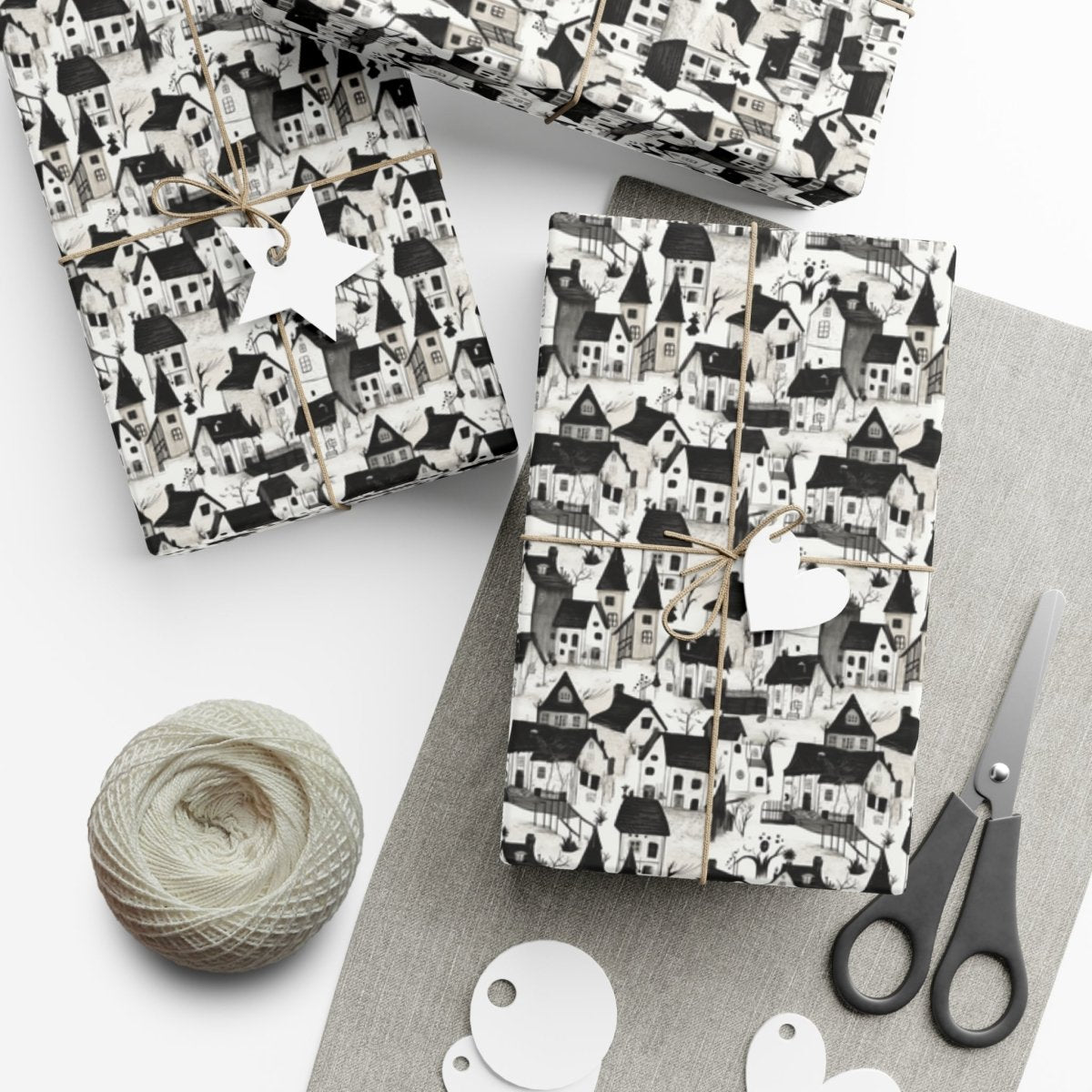 White Charcoal Neighborhood Gift Wrap - Home Decor | ShirtyAgents