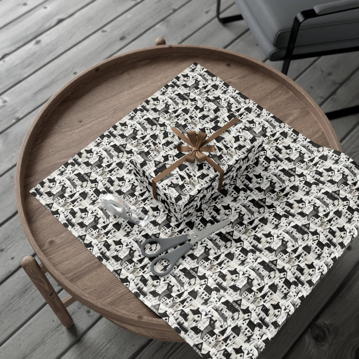 White Charcoal Neighborhood Gift Wrap - Home Decor | ShirtyAgents