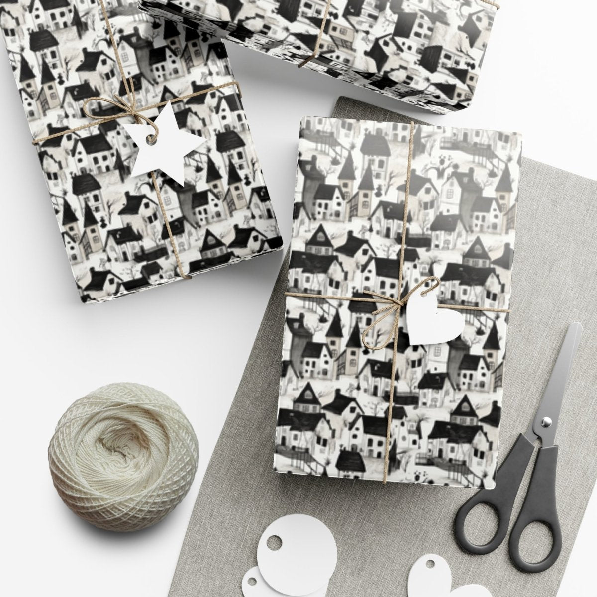 White Charcoal Neighborhood Gift Wrap - Home Decor | ShirtyAgents
