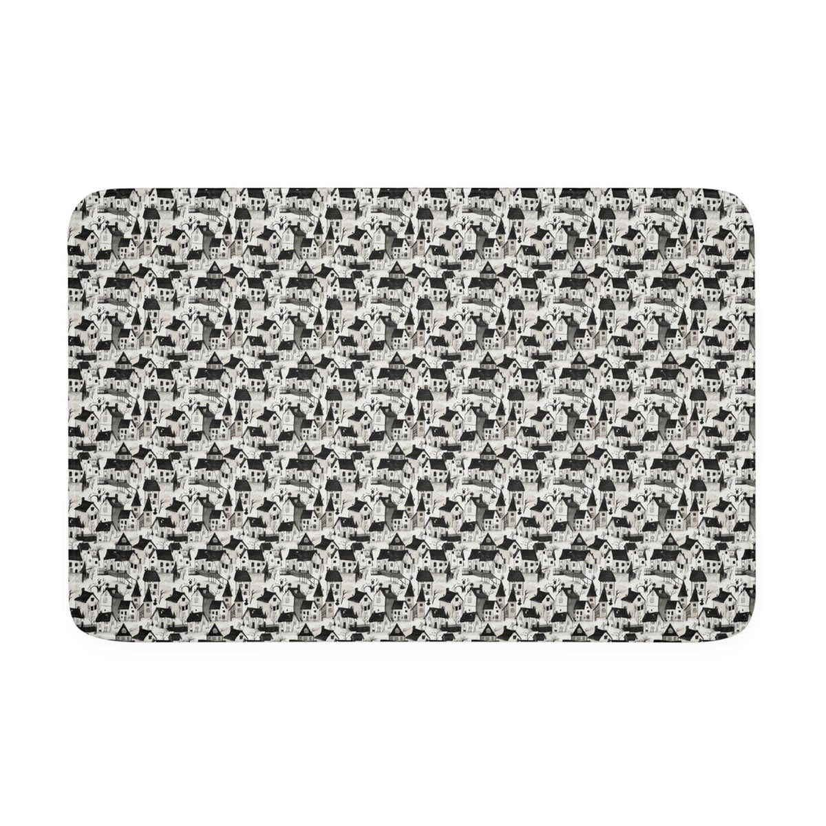 White Charcoal Neighborhood Memory Foam Bath Mat - Home Decor | ShirtyAgents