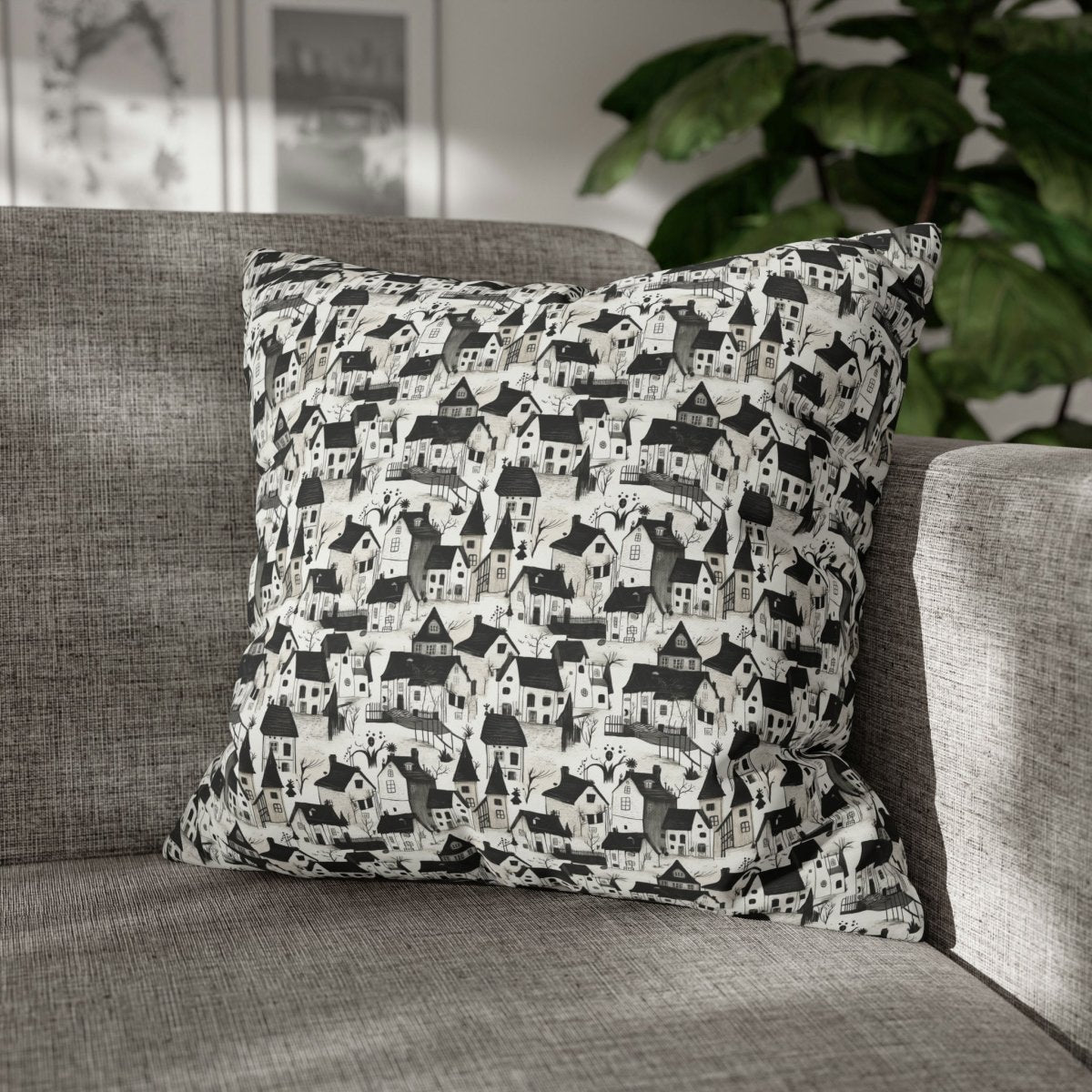 White Charcoal Neighborhood Pillowcase - Home Decor | ShirtyAgents