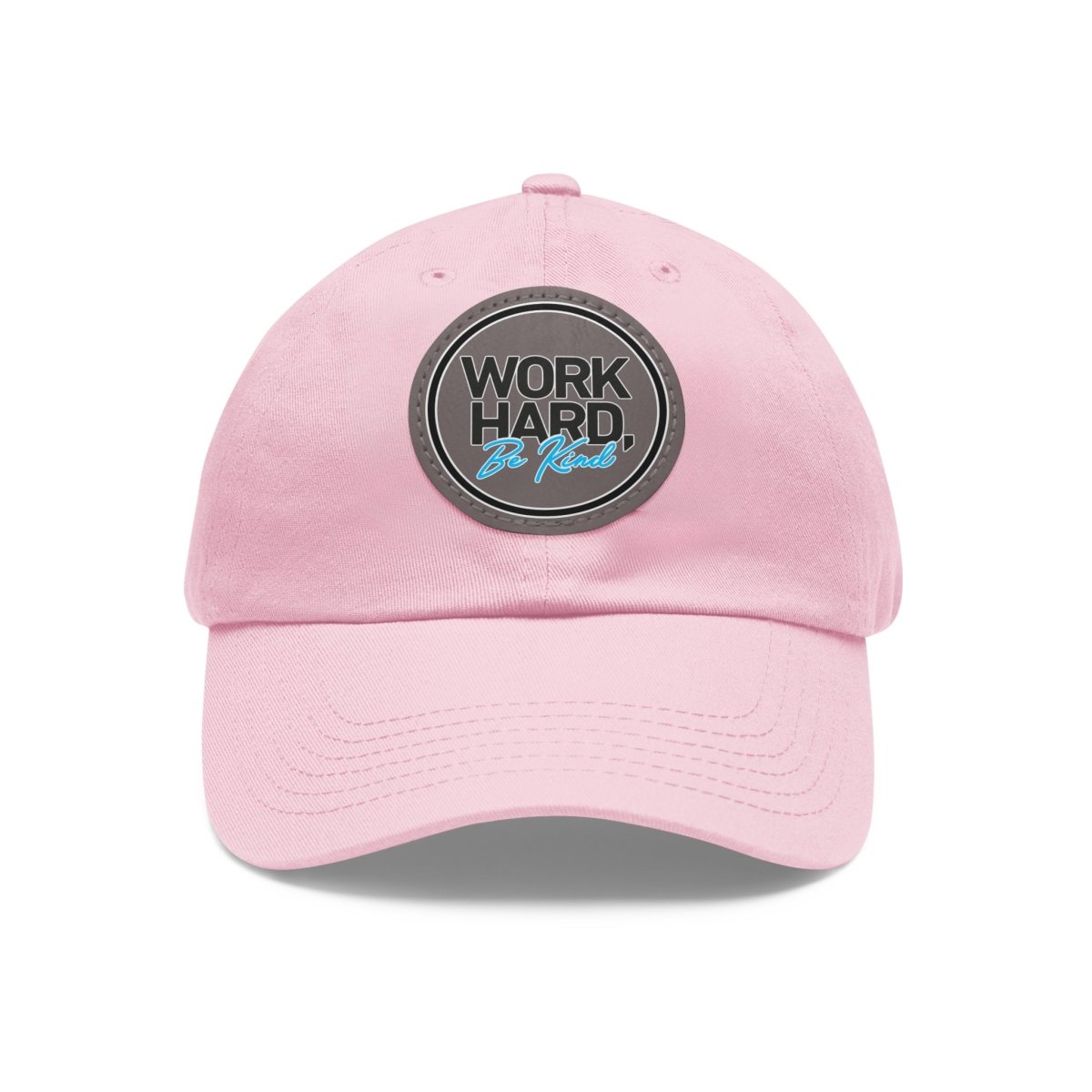Work Hard Be Kind Black Circle Hat with Leather Patch - Hats | ShirtyAgents