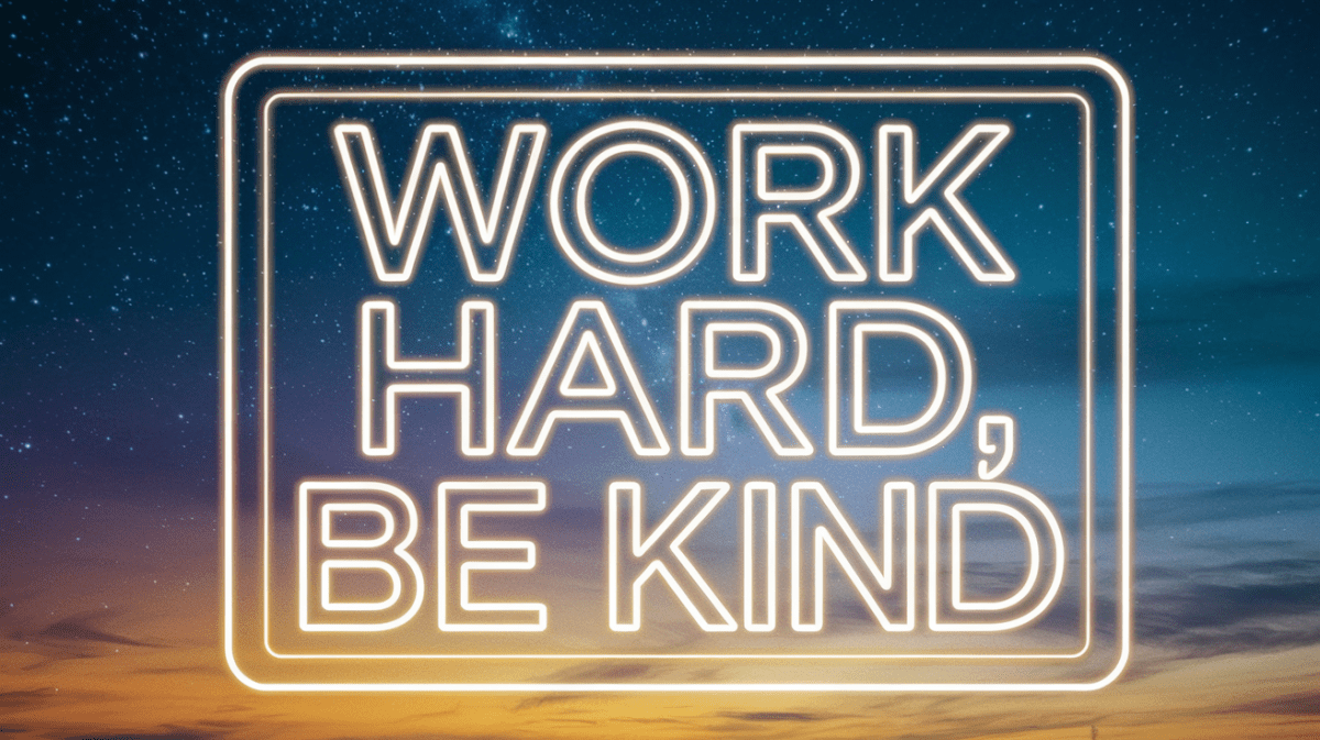 "Work Hard, Be Kind" Neon Glow Motivational Wallpaper for Laptop, iPad, MacBook, or PC - | ShirtyAgents