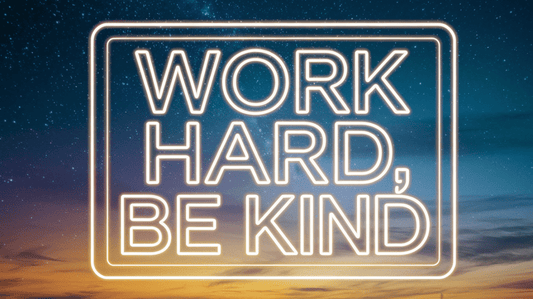 "Work Hard, Be Kind" Neon Glow Motivational Wallpaper for Laptop, iPad, MacBook, or PC - | ShirtyAgents