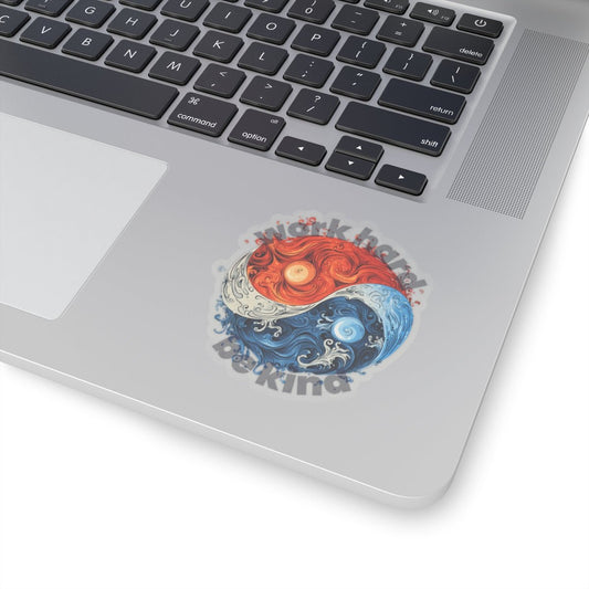 Yin and Yang Work Hard Be Kind Sticker - Paper products | ShirtyAgents