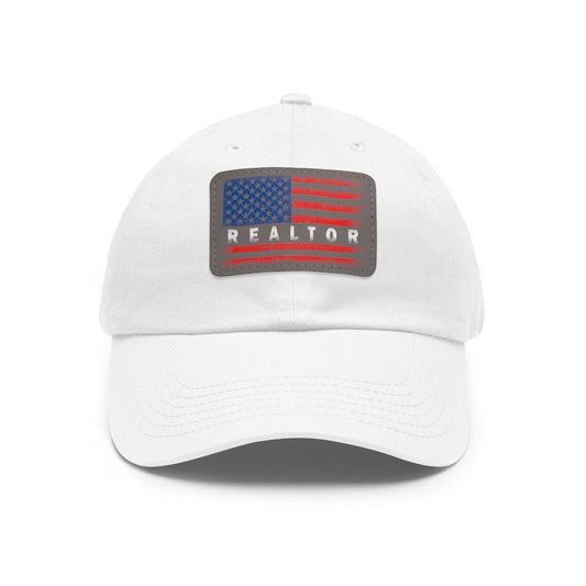 American Flag Realtor Hat with Leather Patch - Hats | ShirtyAgents