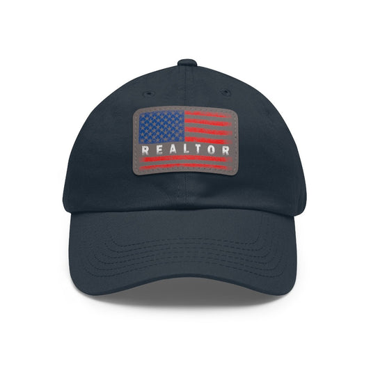 American Flag Realtor Hat with Leather Patch - Hats | ShirtyAgents