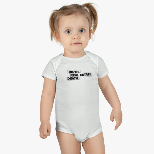 Birth. Real Estate. Death. Baby Onesie - Kids clothes | ShirtyAgents