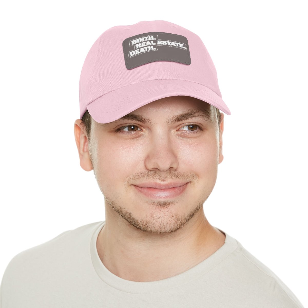 Birth. Real Estate. Death. Hat with Leather Patch - Hats | ShirtyAgents