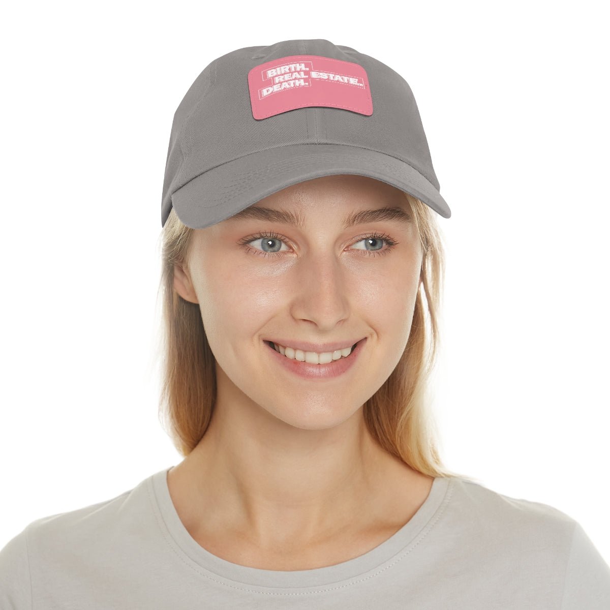 Birth. Real Estate. Death. Hat with Leather Patch - Hats | ShirtyAgents
