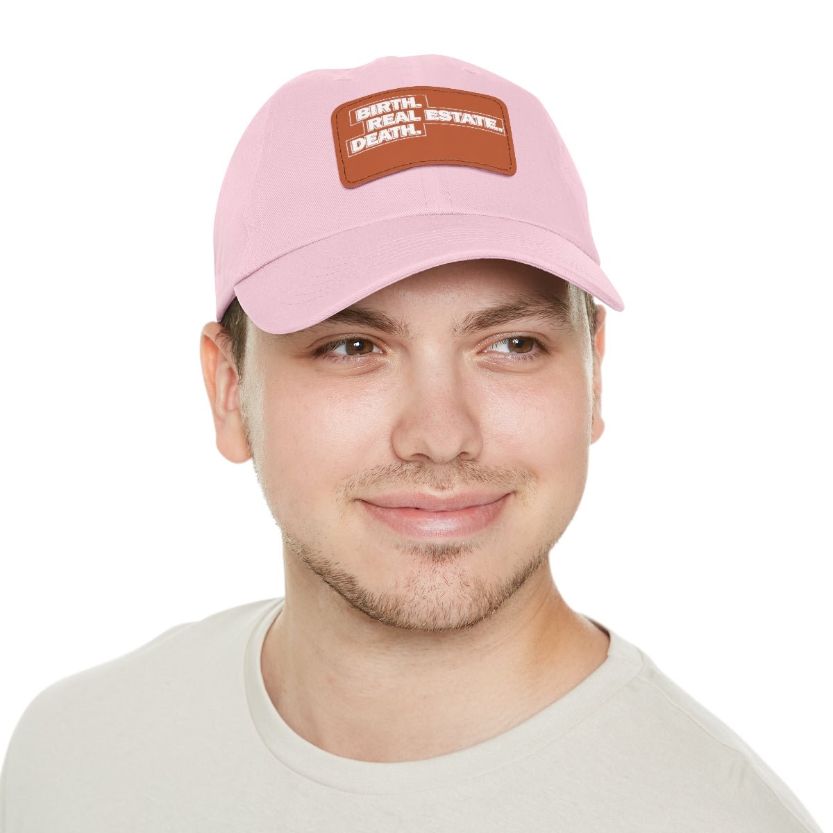 Birth. Real Estate. Death. Hat with Leather Patch - Hats | ShirtyAgents